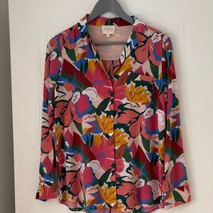 Sezane Silk Colorful Floral Women's Top